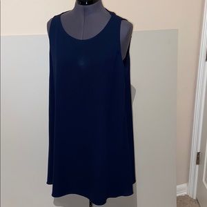 Alice + Olivia 93% silk navy sleeveless dress